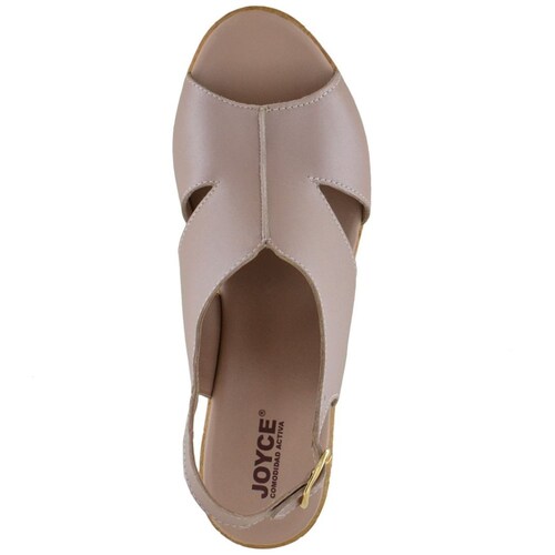 Sandalia Cuña con Ajuste Hebilla Beige Joyce.