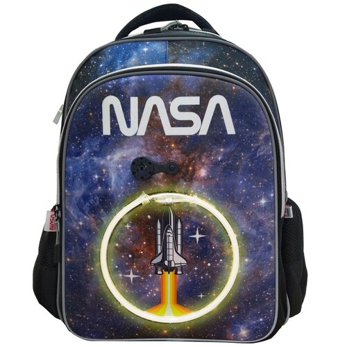 Mochila Nasa Neon Space Ahuttle Negro Fotrama