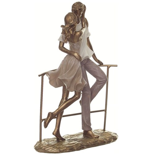 Figura Decorativa Pareja Sentada en Barandal Mideko