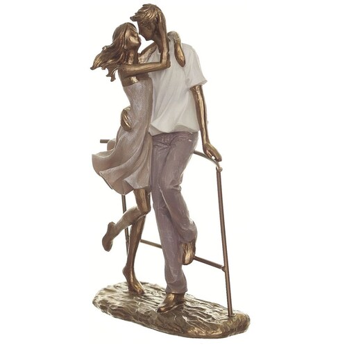 Figura Decorativa Pareja Sentada en Barandal Mideko