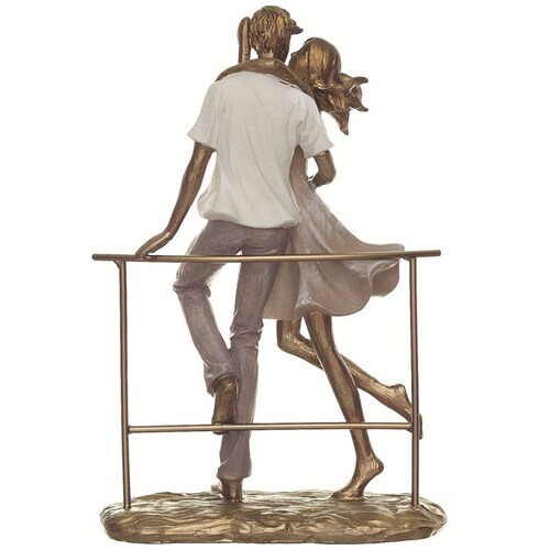 Figura Decorativa Pareja Sentada en Barandal Mideko