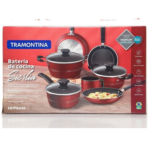 Bateria Sicilia 10 Pzas Rojo Tramontina