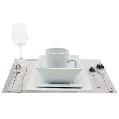 Vajilla de 40 Piezas Blanca Cuadrada para 4 Personas Home & Details