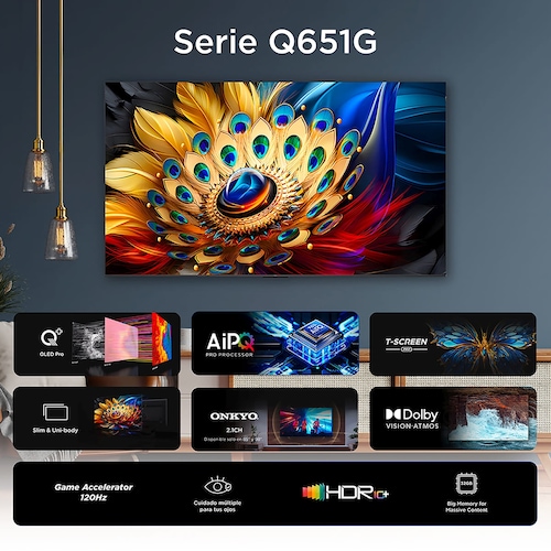 Pantalla Qled Tcl 75 Pulgadas 4K Google Tv 75Q651G