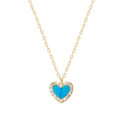 Dije con Cadena de Plata .925 con Corazón Color Turquesa Westies Plata
