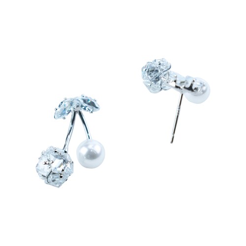 Aretes Cereza con Perla y Tipo Diamantes Lulu