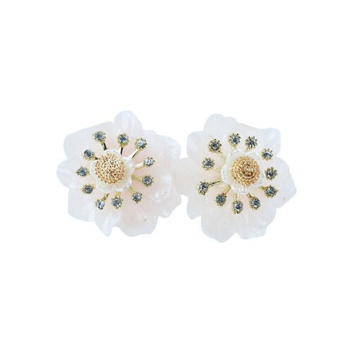 Aretes de Silueta de Flor Rosa con Tipo Diamantes  Lulu