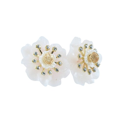 Aretes de Silueta de Flor Rosa con Tipo Diamantes  Lulu