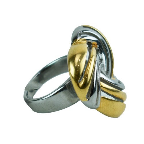 Anillo Triangular Simulando una Triada Dos Tonos para Mujer C2C