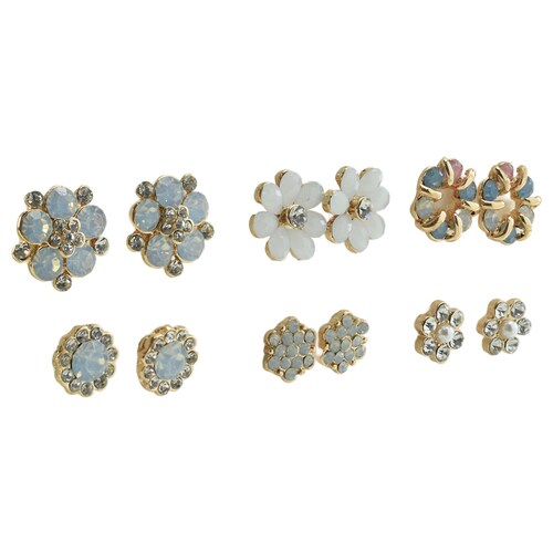 Set de Aretes de 6 Pares con Silueta de Flores con Piedras Decorativas  Lulu