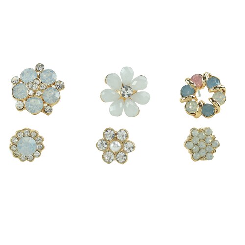 Set de Aretes de 6 Pares con Silueta de Flores con Piedras Decorativas  Lulu