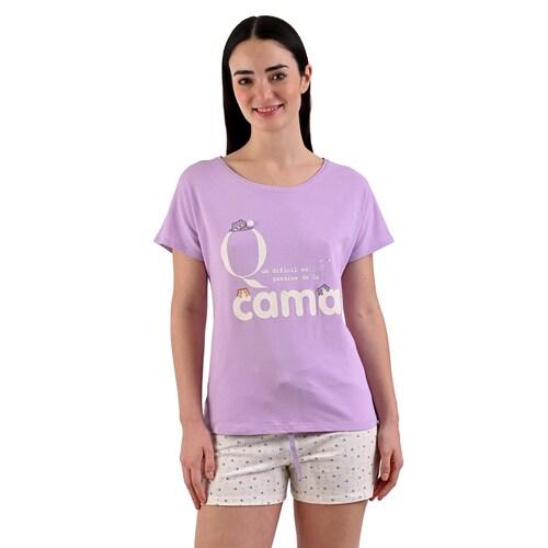 Pijama Manga Corta Y Short con Estampado de Osos Sho Shi By Guitit para Mujer