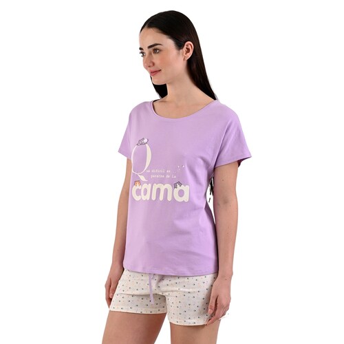 Pijama Manga Corta Y Short con Estampado de Osos Sho Shi By Guitit para Mujer