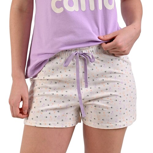 Pijama Manga Corta Y Short con Estampado de Osos Sho Shi By Guitit para Mujer