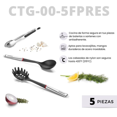 Juego 5 Utensilios Acero Inoxidable Cuisinart