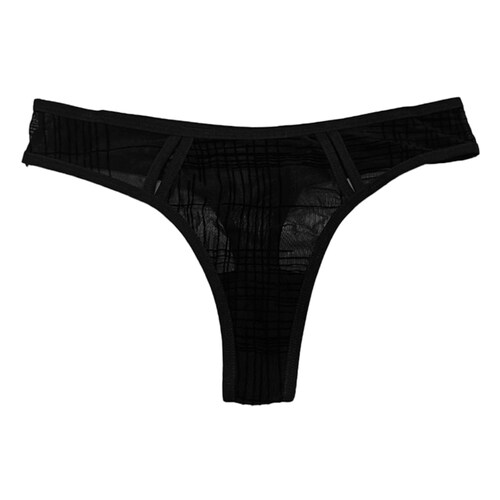 Tanga Mesh Rayas con Abertura en Costados Zelina