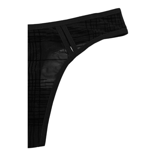 Tanga Mesh Rayas con Abertura en Costados Zelina
