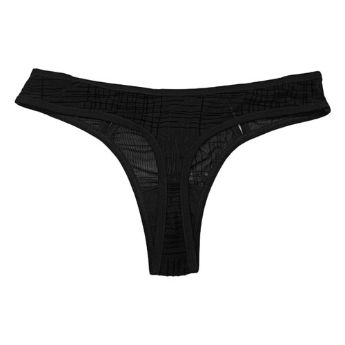 Tanga Mesh Rayas con Abertura en Costados Zelina
