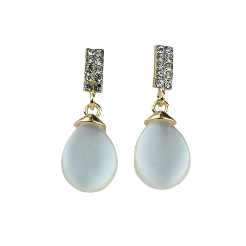 Aretes de Silueta de Gota con Piedras Decorativas  C2C