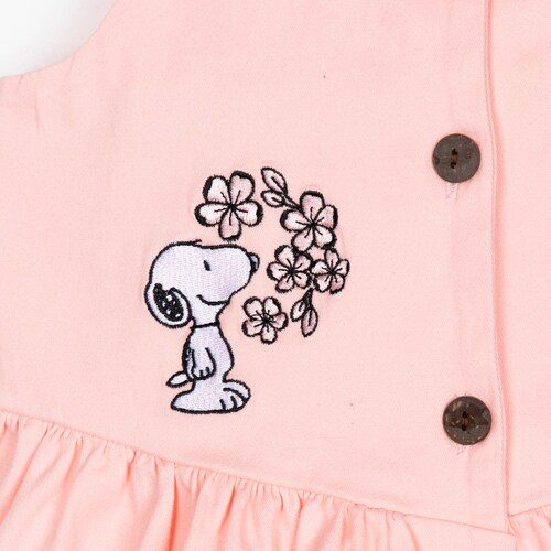 Vestido con Olán Manga Corta para Niña Snoopy