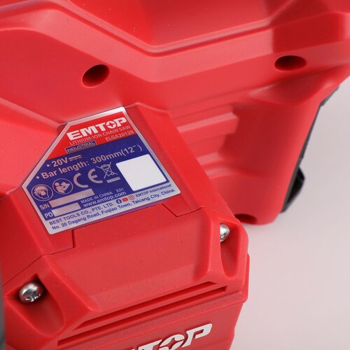 Motosierra Inalámbrica Emtop Brushless 20V Color Rojo