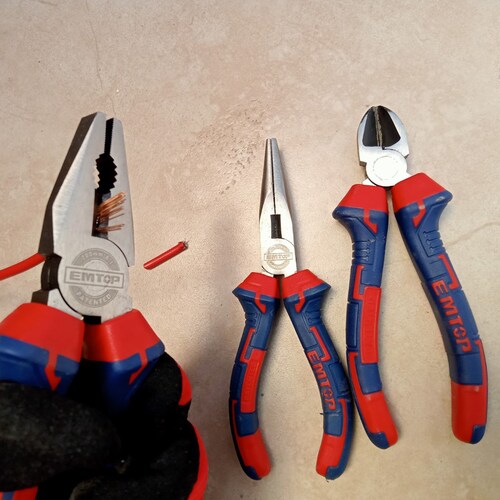 Juego de 3 Pinzas de Punta, Corte y Electricista Emtop