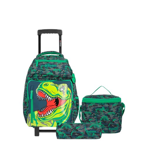 Mochila con Ruedas Set New Run Pack Green Dino Xtrem