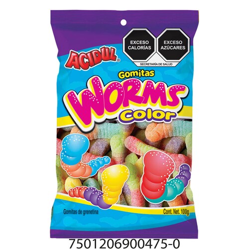 Gomitas de Oruga Neon 100 G Gomitas Acidul