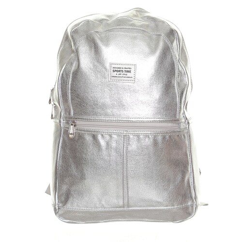 Back Pack Metalico Dos Bolsas Frontales Plata Sports Time