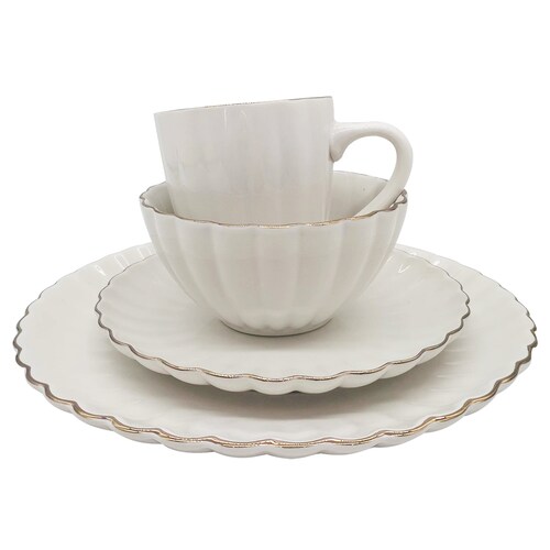 Vajilla de 24 Pz Porcelana Borde Dorado Home & Details