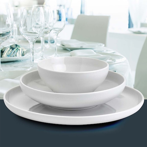 Vajilla de Porcelana  12 Piezas Blanco  Tabletops Avenue