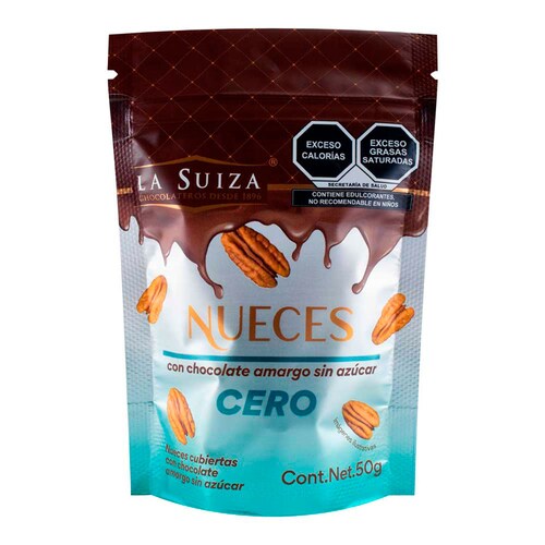 Bolsa de Nueces con Chocolate Amargo Sin Azúcar 50 G  la Suiza