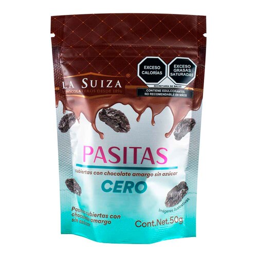 Bolsa de Pasitas con Chocolate Amargo Sin Azúcar 50 G  la Suiza