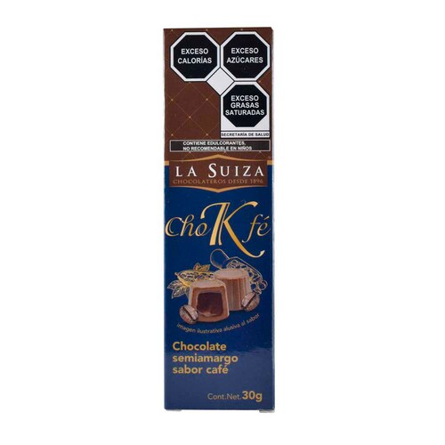 Chocolate Semi-Amargo con Relleno Sabor Café 30G la Suiza