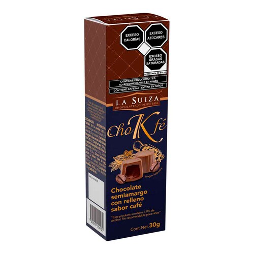 Chocolate Semi-Amargo con Relleno Sabor Café 30G la Suiza