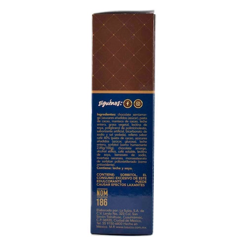 Chocolate Semi-Amargo con Relleno Sabor Café 30G la Suiza