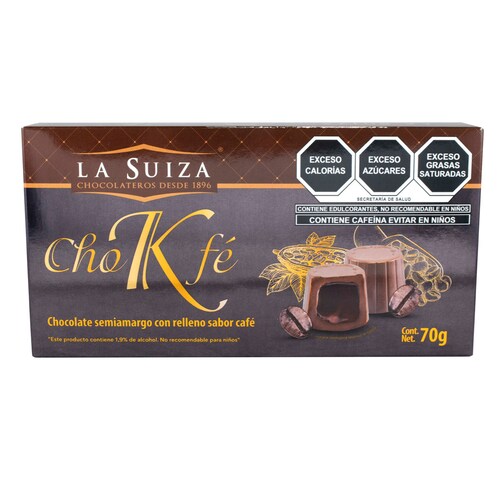 Chocolate Semi-Amargo con Relleno Sabor Café 70G la Suiza