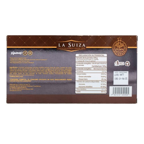 Chocolate Semi-Amargo con Relleno Sabor Café 70G la Suiza