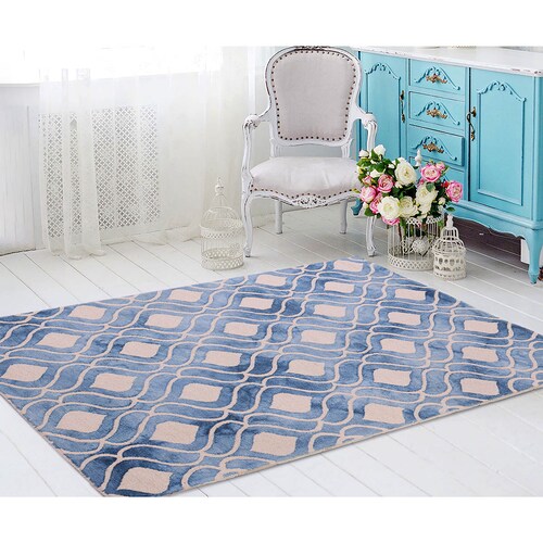 Tapete Artesanal Home & Details Mosaico 120X170 Cm Azul