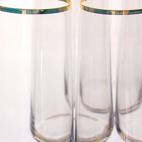 Juego de 6 Vasos Altos Gold Rim de 520 Ml. Rakle