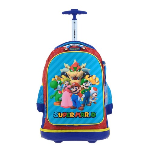 Mochila Rodante Squat Mario Bros Primaria Rojo Che