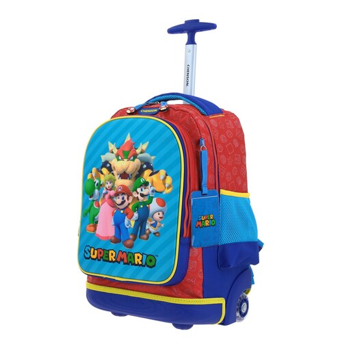 Mochila Rodante Squat Mario Bros Primaria Rojo Che