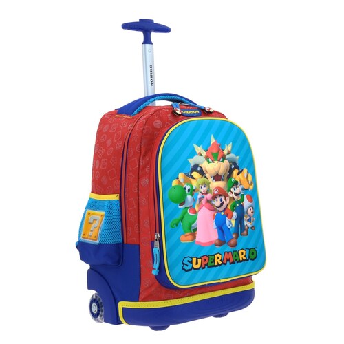 Mochila Rodante Squat Mario Bros Primaria Rojo Che
