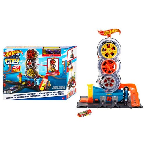 Pista de Juguete  Hot Wheels City  Súper Tienda de Llantas Mattel