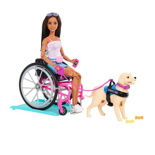 Barbie Set de Juego Muñeca en Silla de Ruedas con Perro Mattel