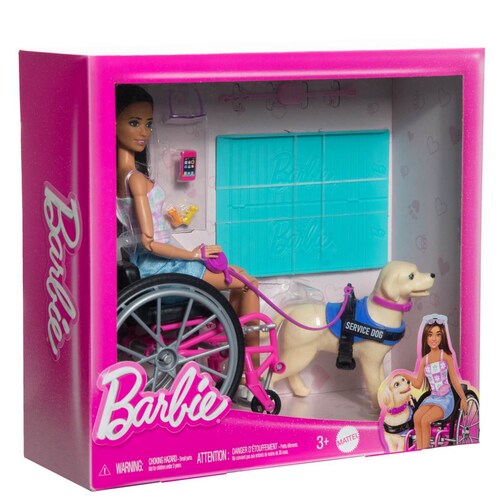 Barbie Set de Juego Muñeca en Silla de Ruedas con Perro Mattel