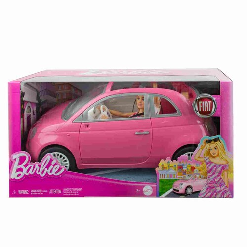 Barbie Fiat Rosa con Muñeca Mattel