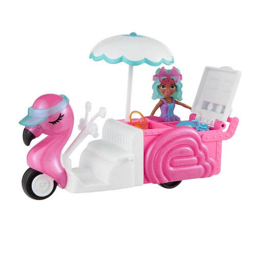 Polly Pocket Set de Juego Carrito de Bocadillos de Flamingo Mattel