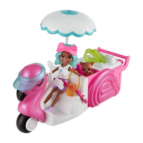 Polly Pocket Set de Juego Carrito de Bocadillos de Flamingo Mattel