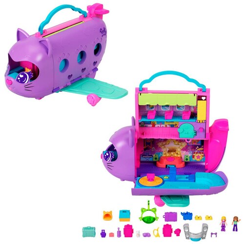 Polly Pocket Set de Juego Avión de Gatito Micro Mattel